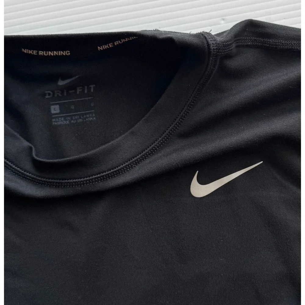 Nike Running Dri-FIT Long Sleeve Shirt Black Mens Large CU3277-010 Thumbholes